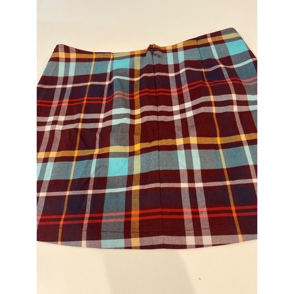Urban Outfitters Burgundy Plaid Mini Skirt M-M Cotton Blend Pleated Design - Picture 5 of 7